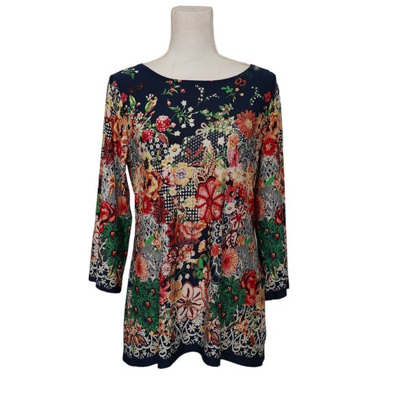 Melissa Paige women's Blouse stretchy floral bright colorful medium - Picture 2 of 6